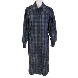 Exquise Anthropologie Size US 8 Plaid Flannel Shirt Dress Midi Blue